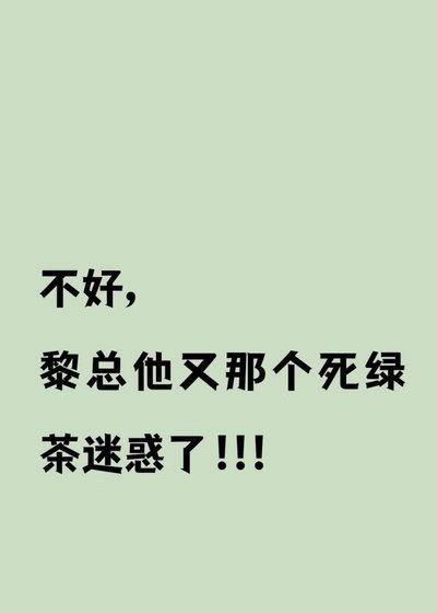 不好黎总他又被那个死绿茶迷惑了
